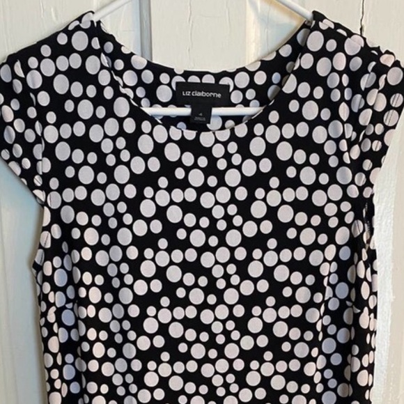 Liz Claiborne Black White Blue Polka Dot Dress - Picture 3 of 7